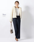 【mimigrant】パンツ ：セミワイドパンツ デニム調 Navy